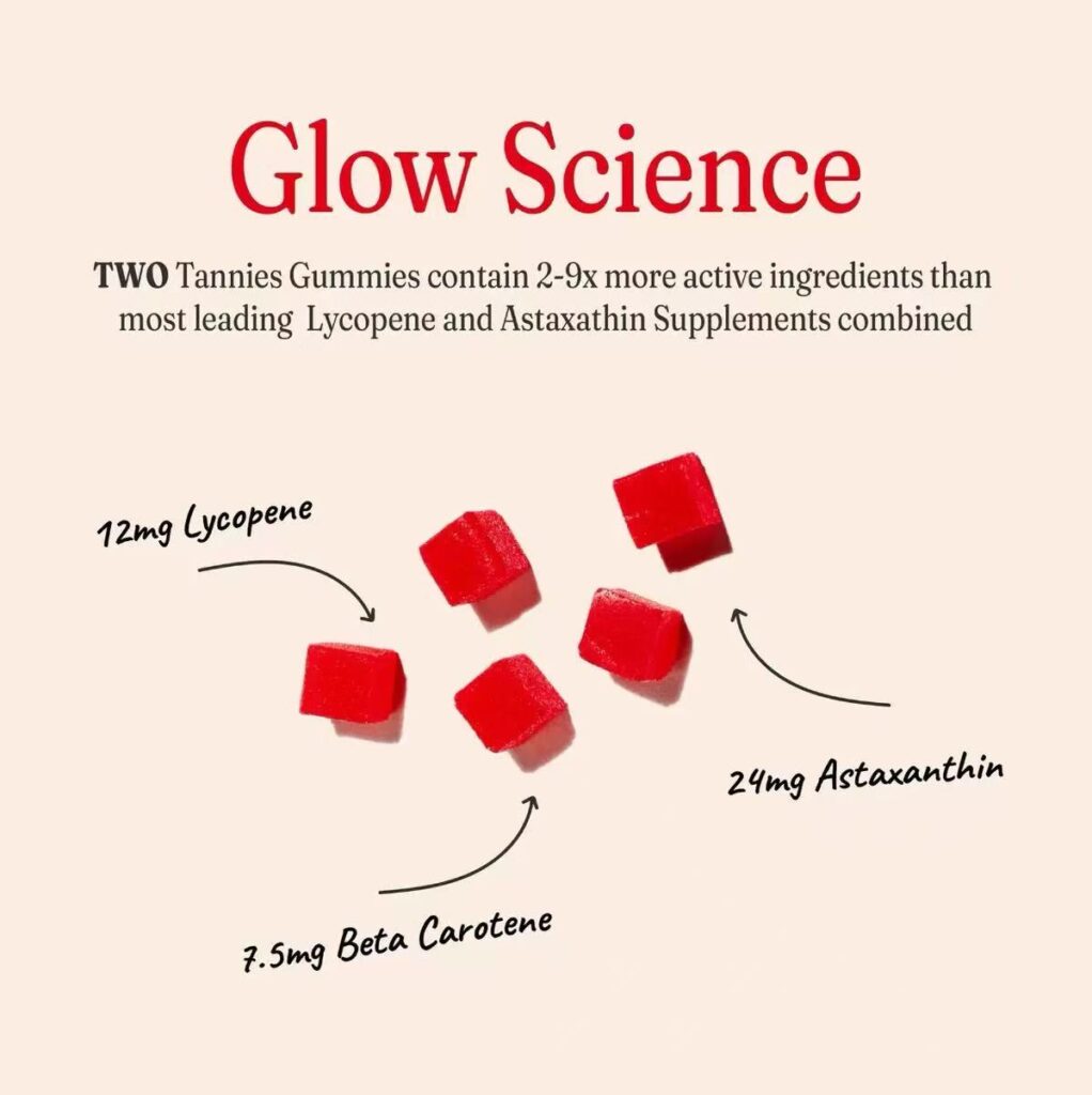 tanning gummies with astaxanthin, lycopene tanning gummies